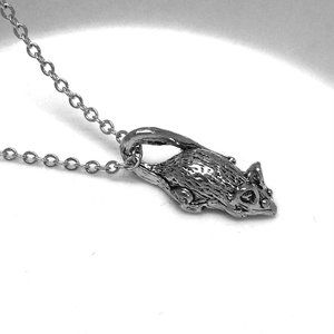 Miniature Mouse cute adorable tiny pewter Mouse Animal Charm Pendant Necklace
